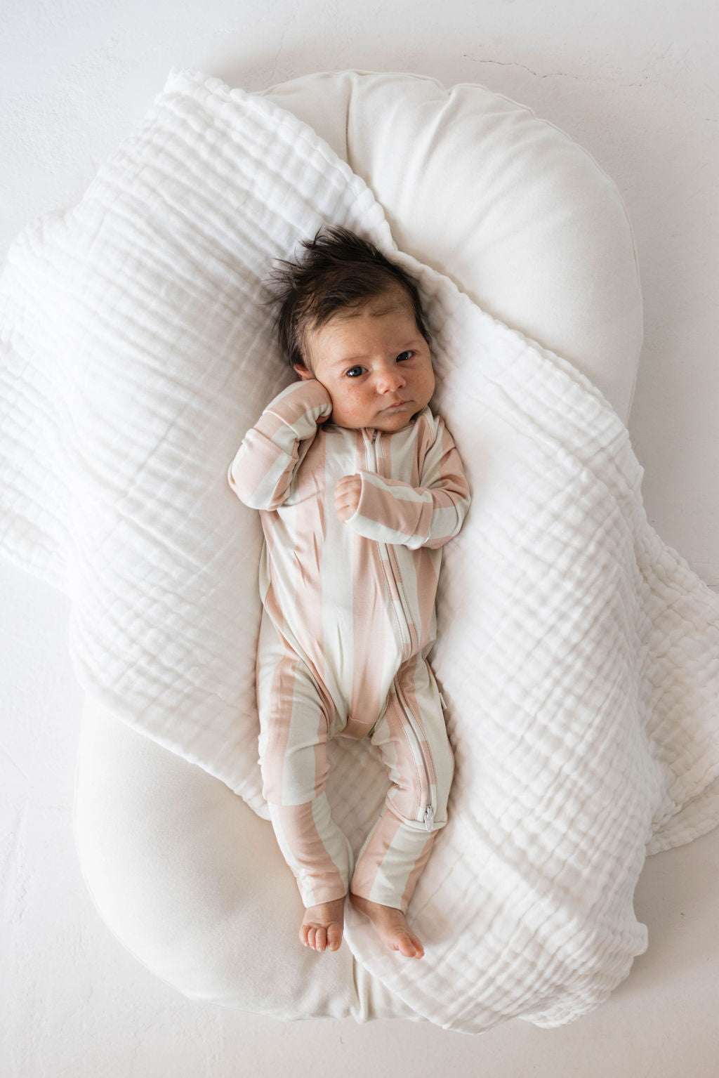 Candy Stripe | Bamboo Zip Pajamas Milk & Baby