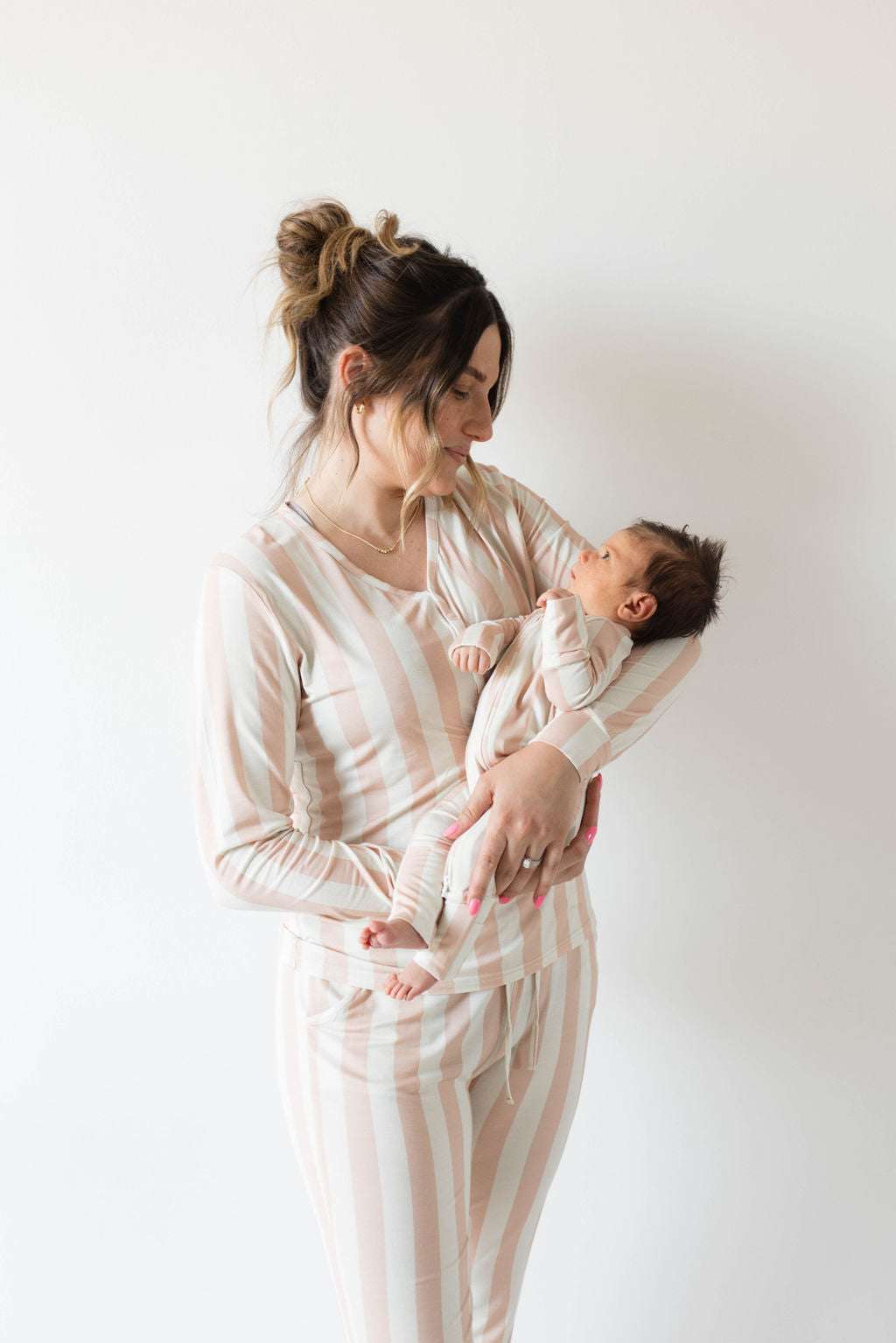 Candy Stripe | Bamboo Zip Pajamas Milk & Baby