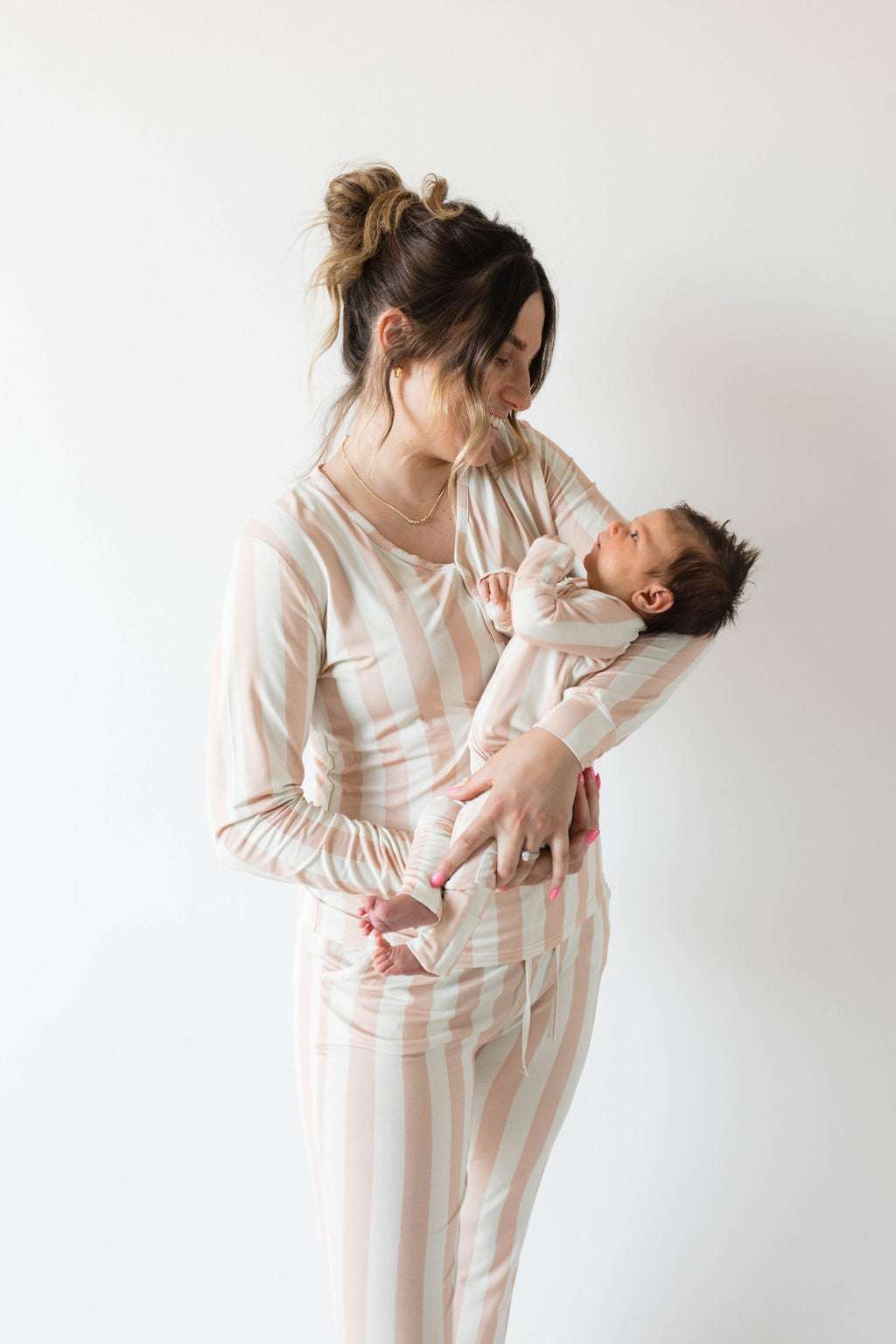 Candy Stripe | Bamboo Zip Pajamas Milk & Baby