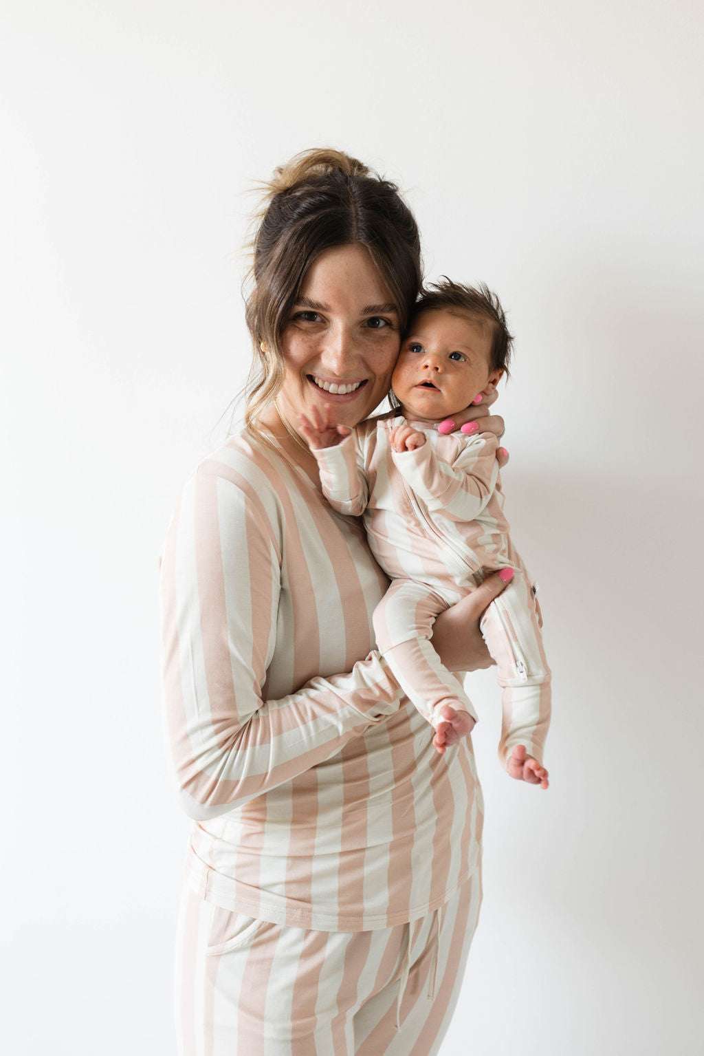 Candy Stripe | Bamboo Zip Pajamas Milk & Baby