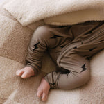 Brown & Black Lightning Bolt | Bamboo Zip Pajamas Milk & Baby