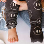 Charcoal & White FF Smile | Bamboo Zip Pajama Milk & Baby