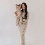 French Gray Floral | Bamboo Zip Pajamas Milk & Baby