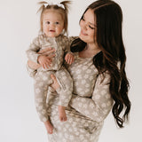 French Gray Floral | Bamboo Zip Pajamas | Milk & Baby