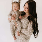 French Gray Floral | Bamboo Zip Pajamas Milk & Baby