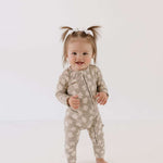 French Gray Floral | Bamboo Zip Pajamas Milk & Baby