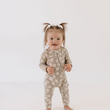 French Gray Floral | Bamboo Zip Pajamas | Milk & Baby