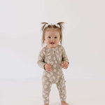 French Gray Floral | Bamboo Zip Pajamas Milk & Baby