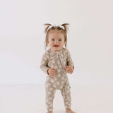 French Gray Floral | Bamboo Zip Pajamas Milk & Baby