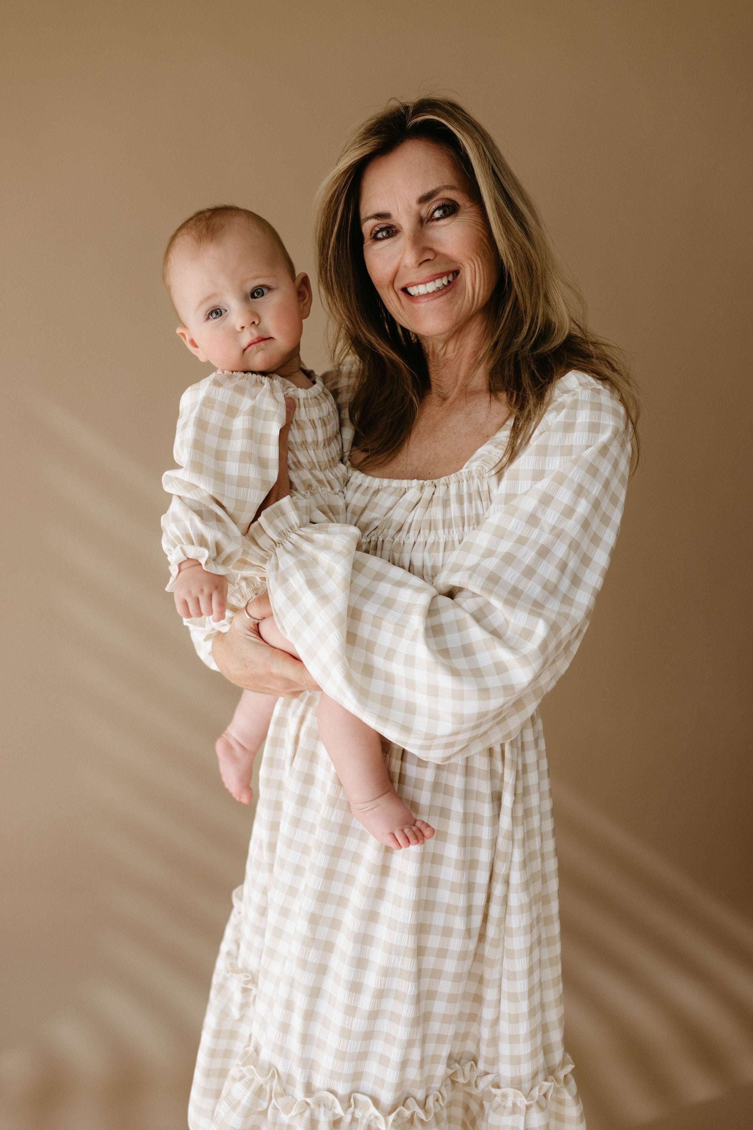 Gingham | Ruffle Romper Milk & Baby