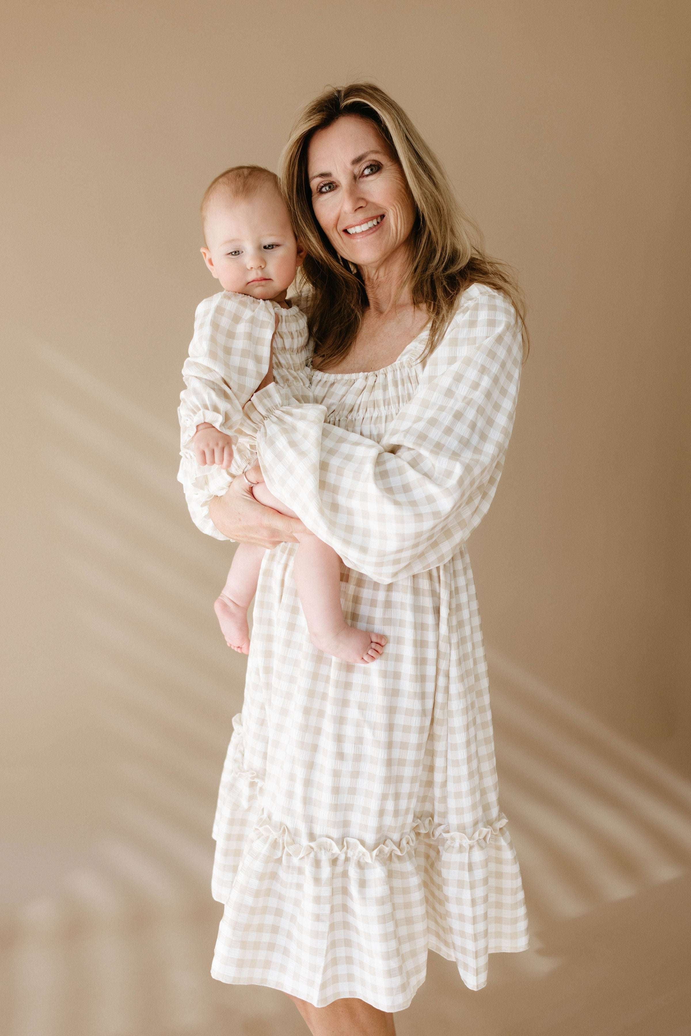 Gingham | Ruffle Romper Milk & Baby