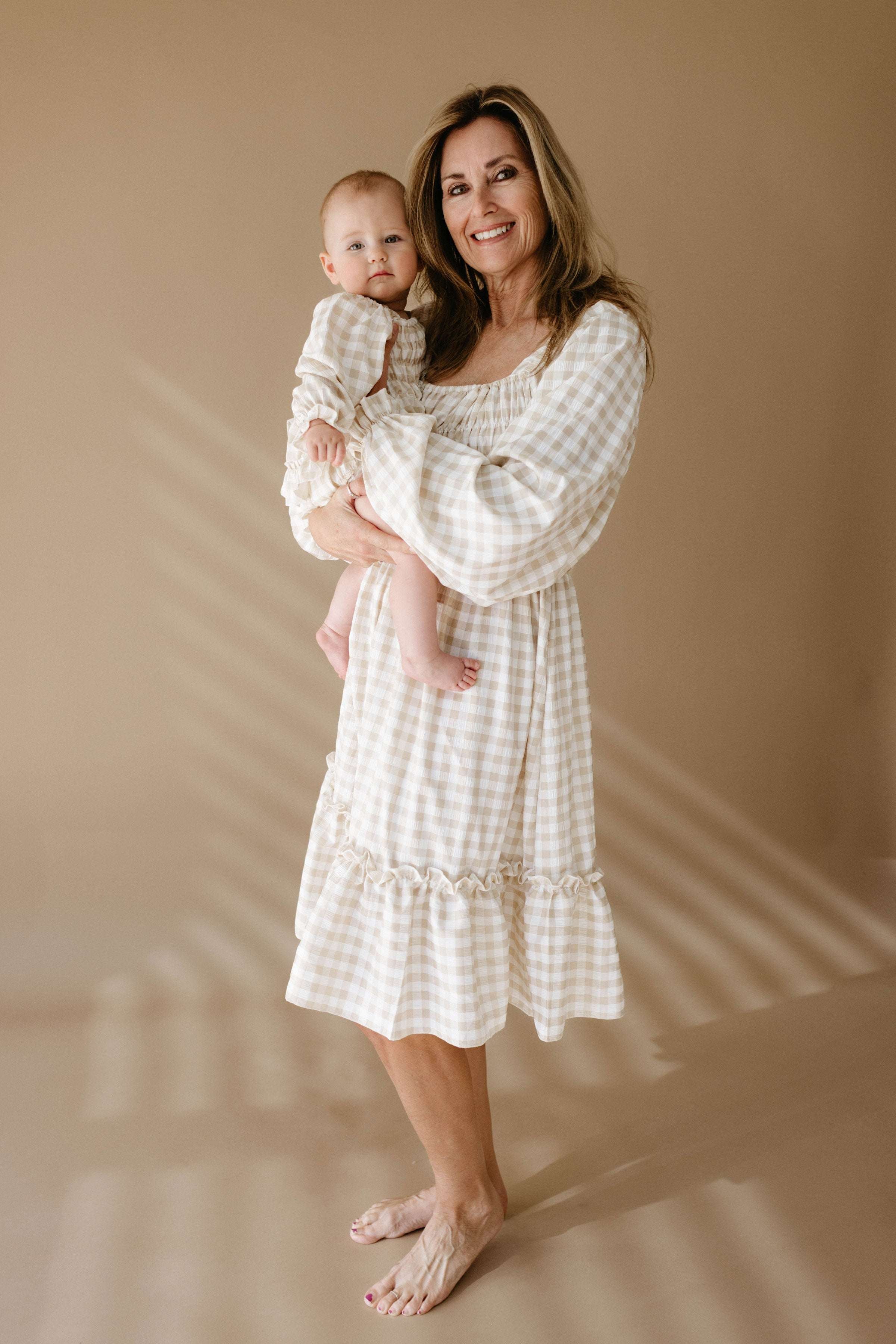 Gingham | Ruffle Romper Milk & Baby