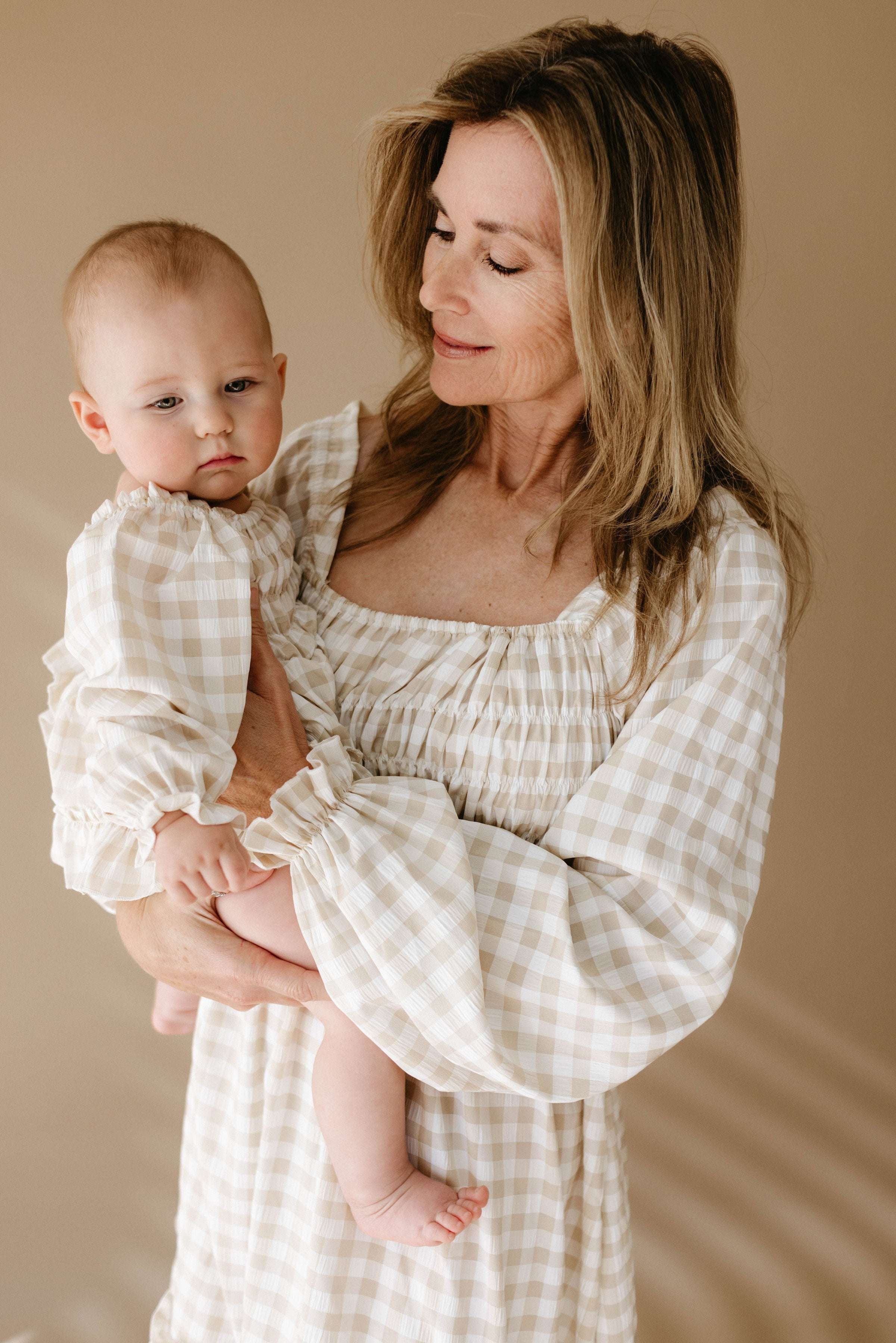 Gingham | Ruffle Romper Milk & Baby