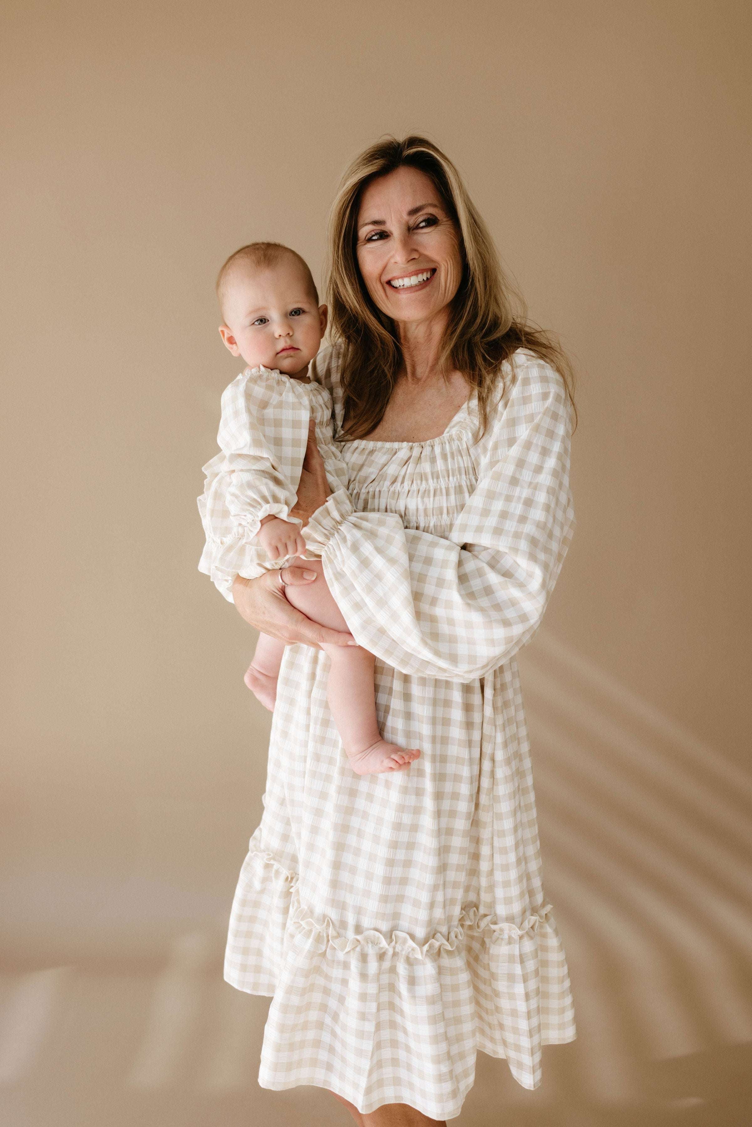 Gingham | Ruffle Romper Milk & Baby