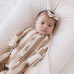 Kal Stripe | Bamboo Zip Pajamas Milk & Baby