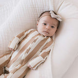 Kal Stripe | Bamboo Zip Pajamas Milk & Baby