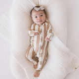 Kal Stripe | Bamboo Zip Pajamas Milk & Baby