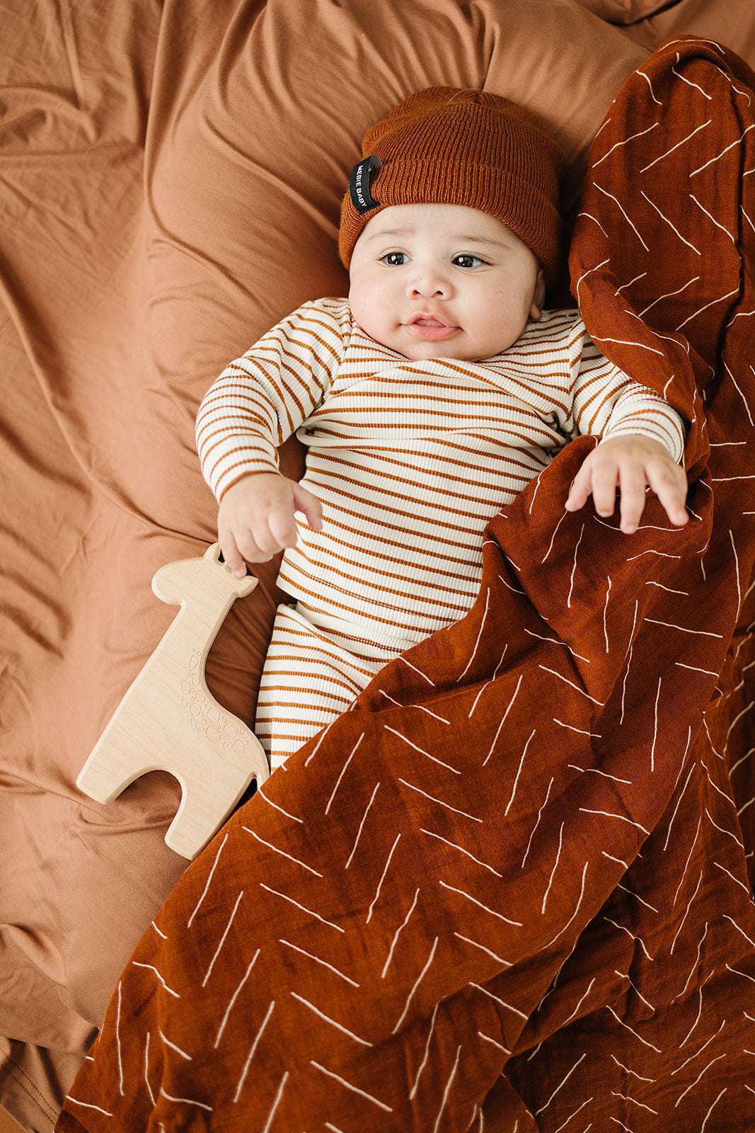 Brown Mebie Baby Beanie Milk & Baby