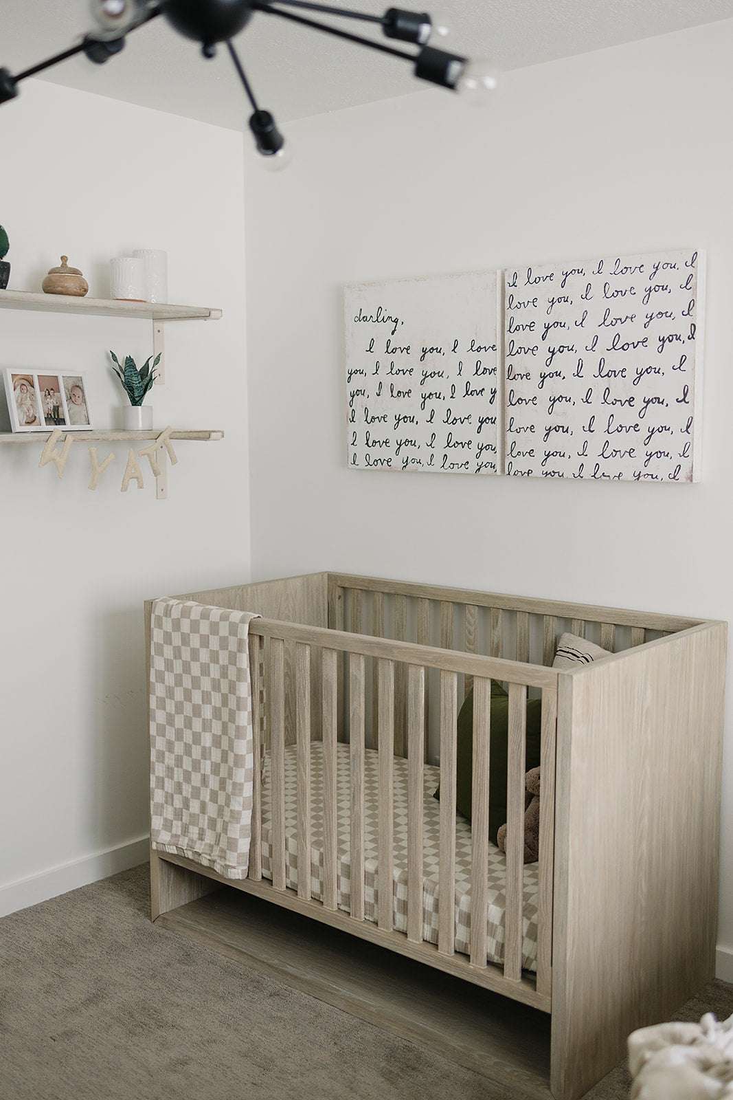 Taupe Checkered Muslin Crib Sheet Milk & Baby