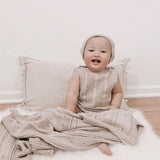 Luna + Luca Pointelle Baby Blanket - Heather Beige