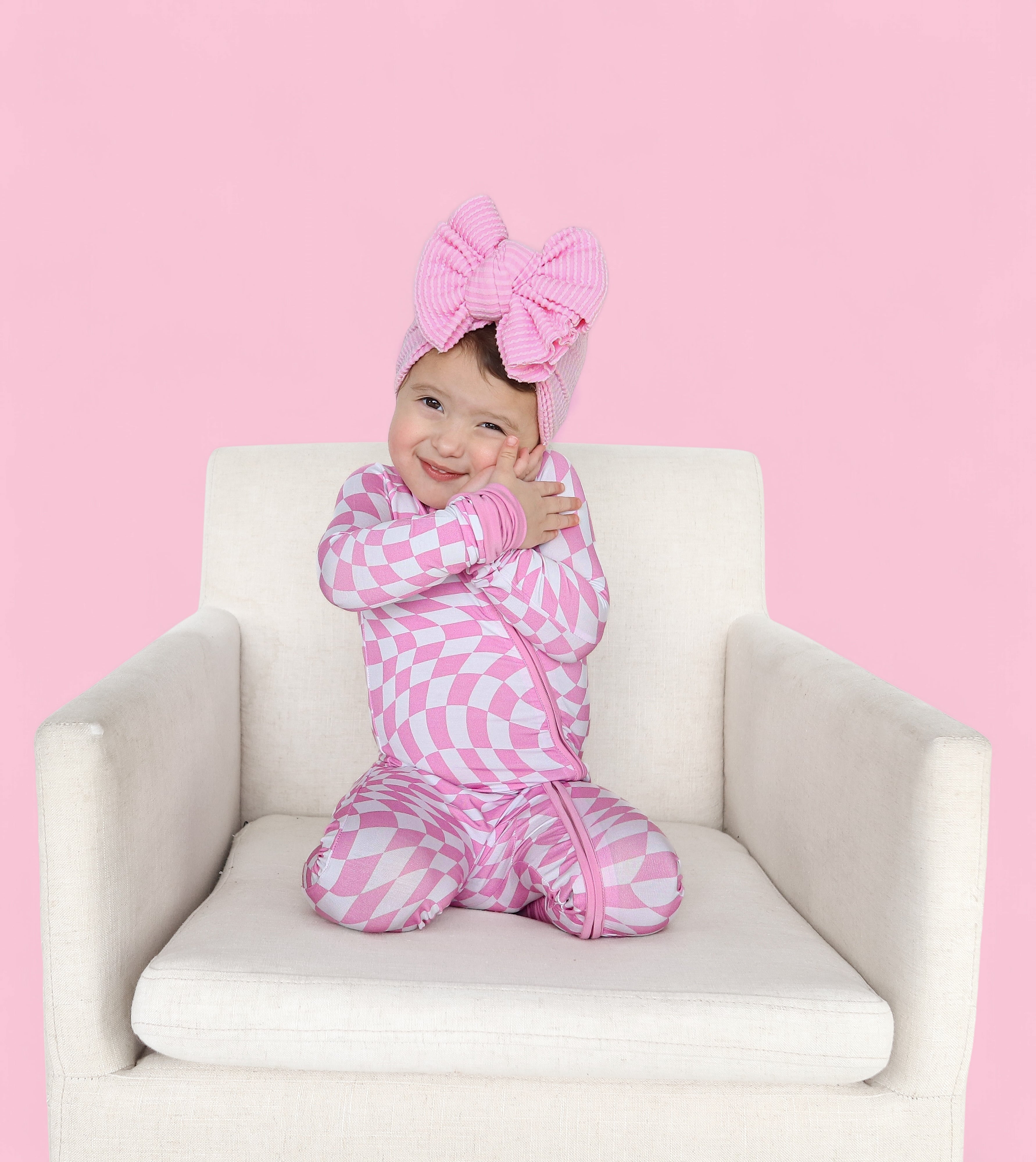 Bubblegum Wavy Checkers Dream Romper | Milk & Baby