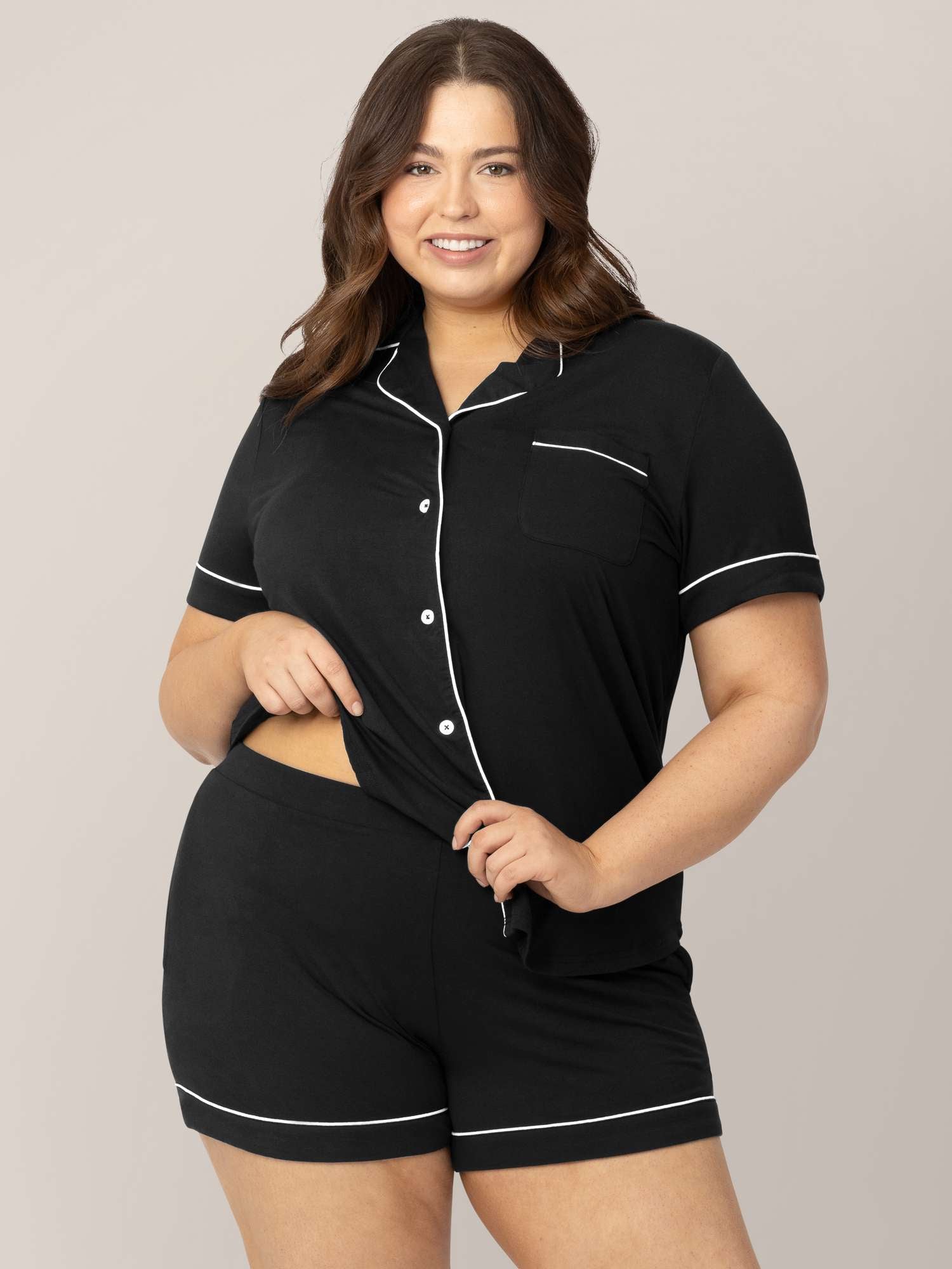 Clea Bamboo Short Sleeve Pajama Set | Black Milk & Baby