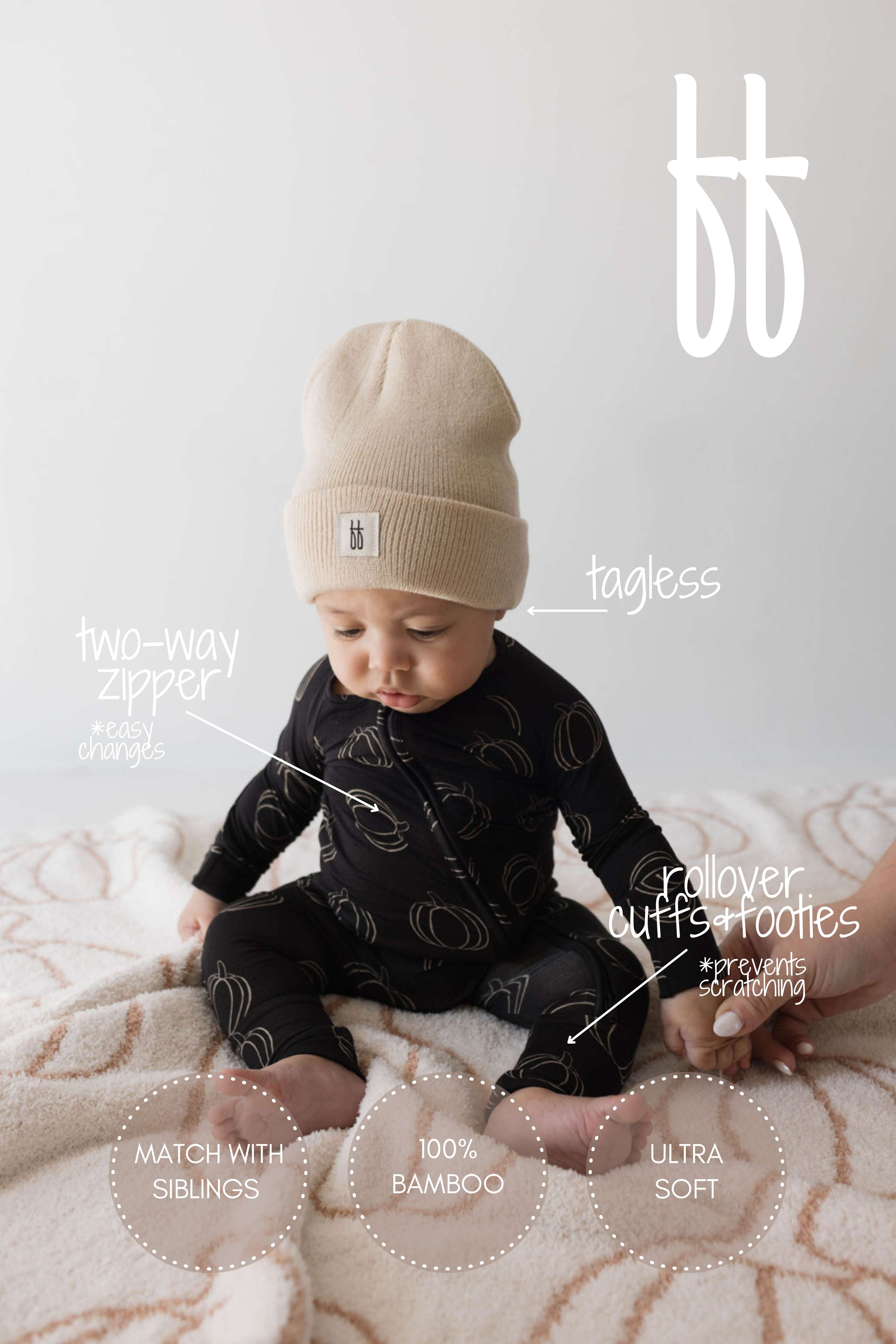 Midnight Pumpkin | Bamboo Zip Pajamas Milk & Baby