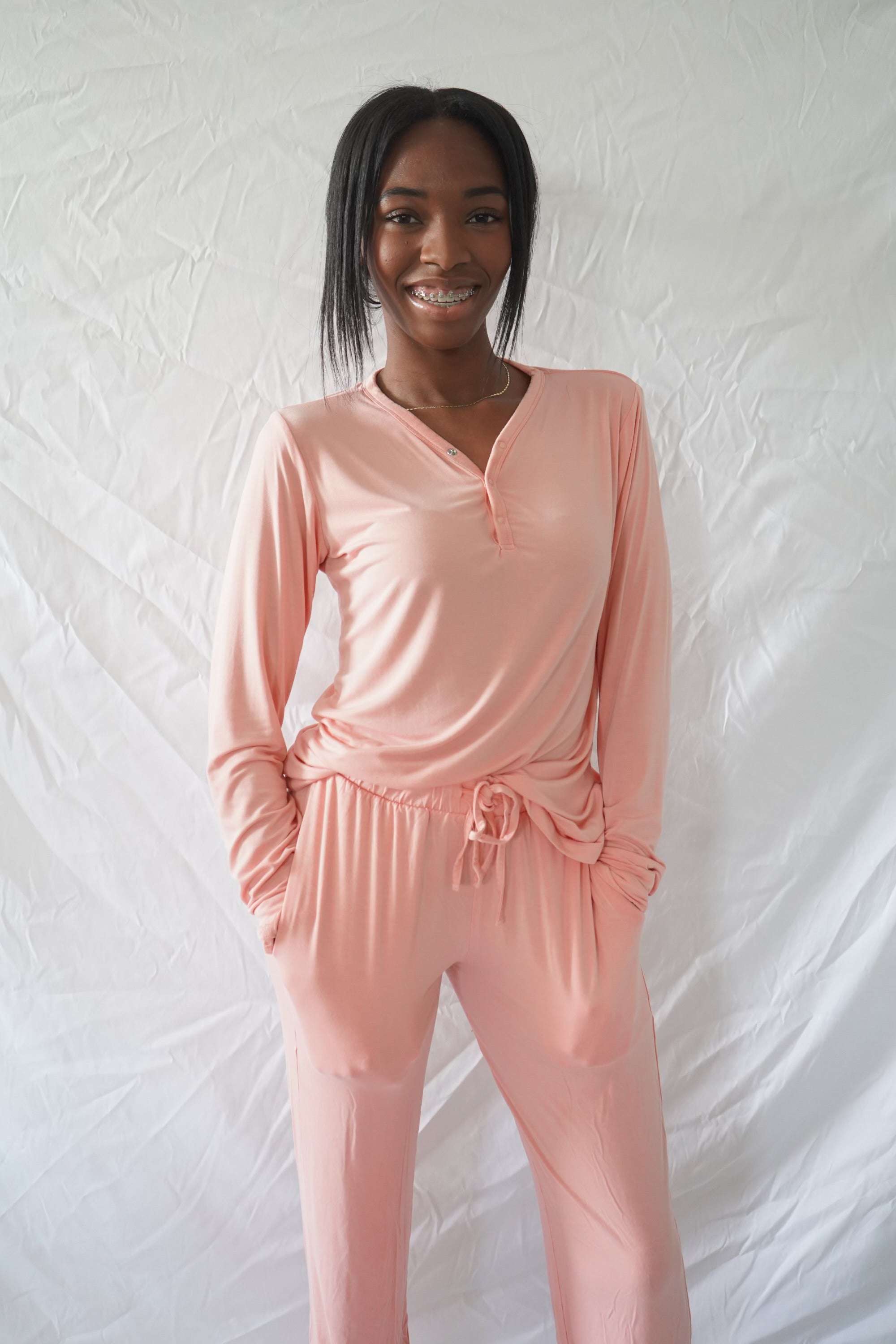 Peach | Adult Pajama Bottom Milk & Baby