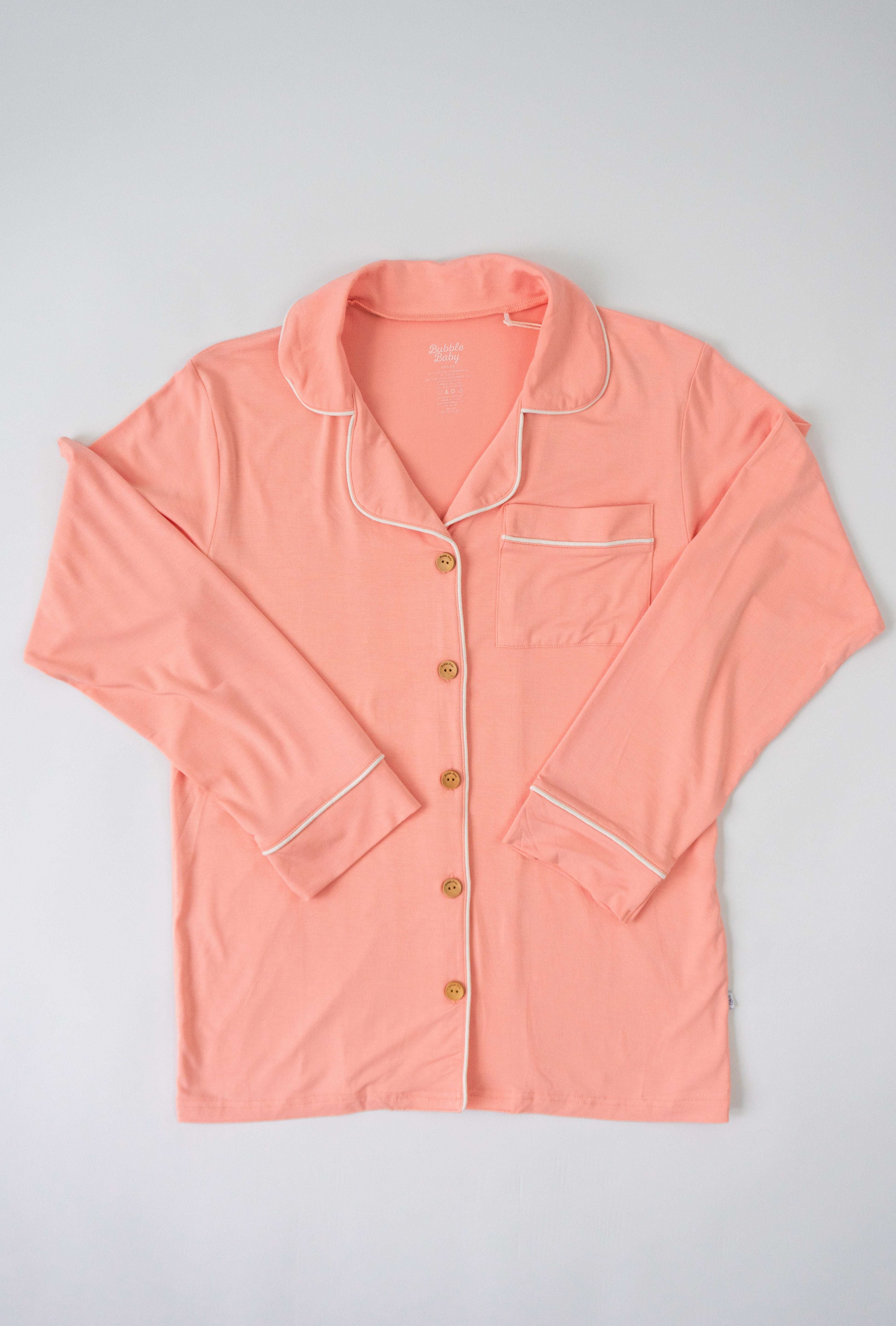 Peach | Adult Button Pajama Top Milk & Baby