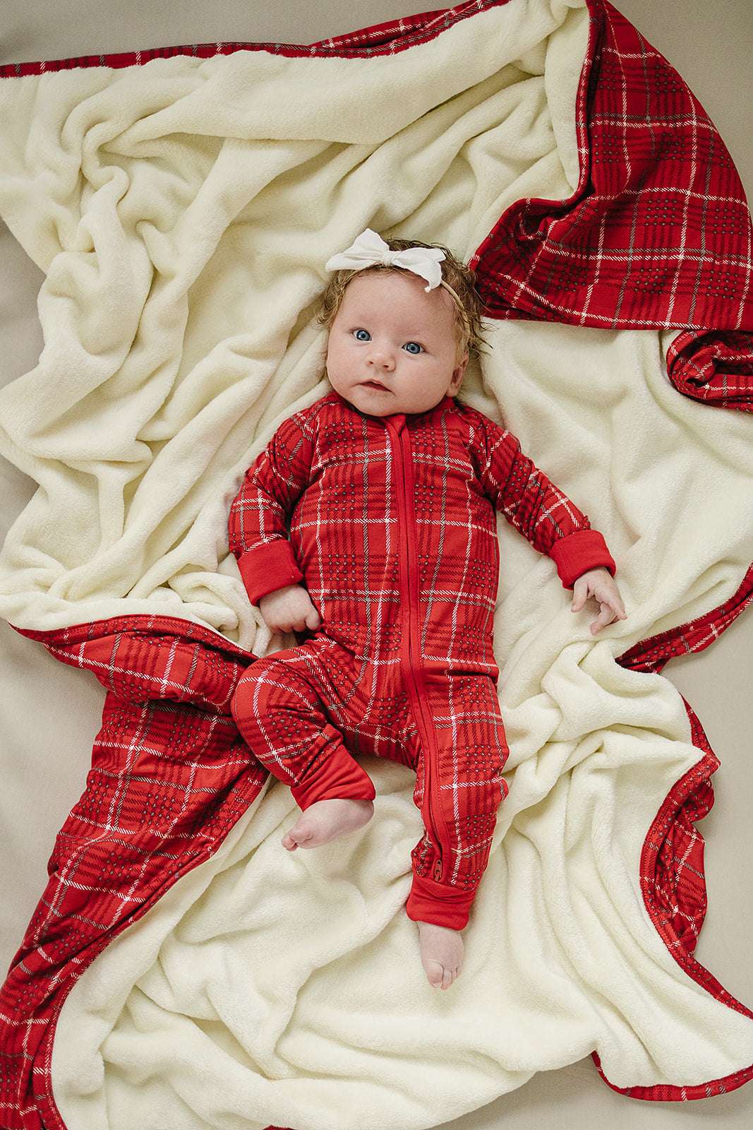 Red Plaid Bamboo Zipper Milk & Baby