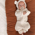 Luna + Luca Baby Bear Jumpsuit | Cozy Teddy Milk & Baby