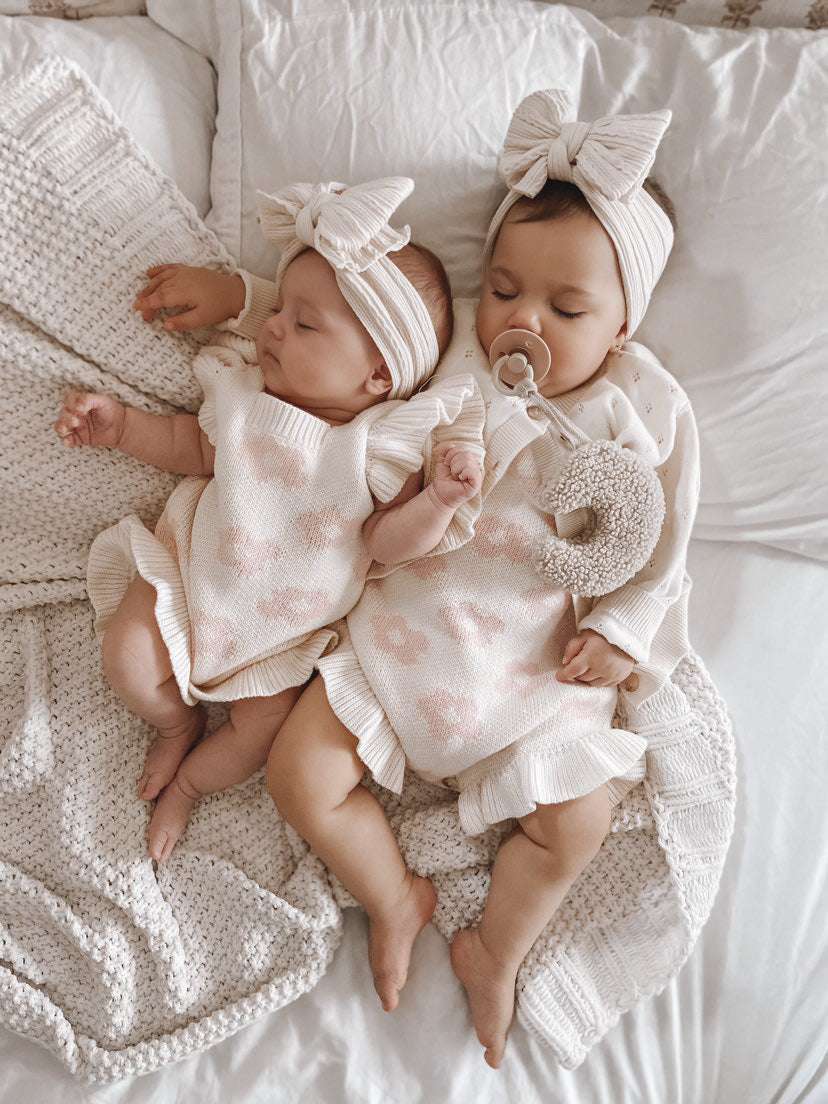 Luna + Luca Floral Frills Romper Milk & Baby