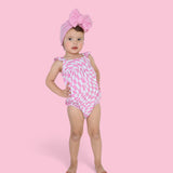 Bubblegum Wavy Checkers Dream Bubble Romper | Milk & Baby