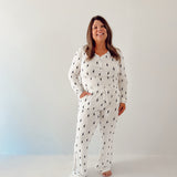 Women's Bamboo Pajamas | White & Black Lightning Bolt