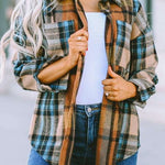 Women Plaid Buttoned Shirt Milk & Baby