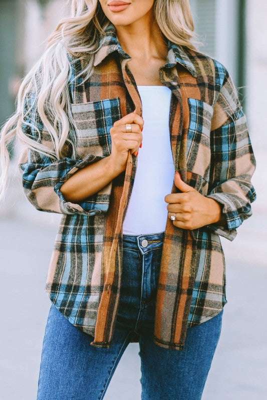 Women Plaid Buttoned Shirt Milk & Baby