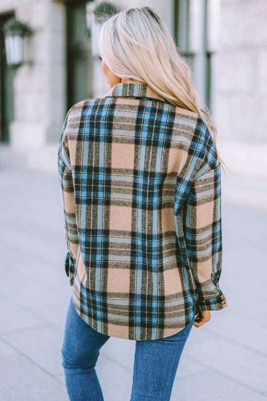 Women Plaid Buttoned Shirt Milk & Baby