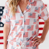 American Flag Women’s Button Down Short Set