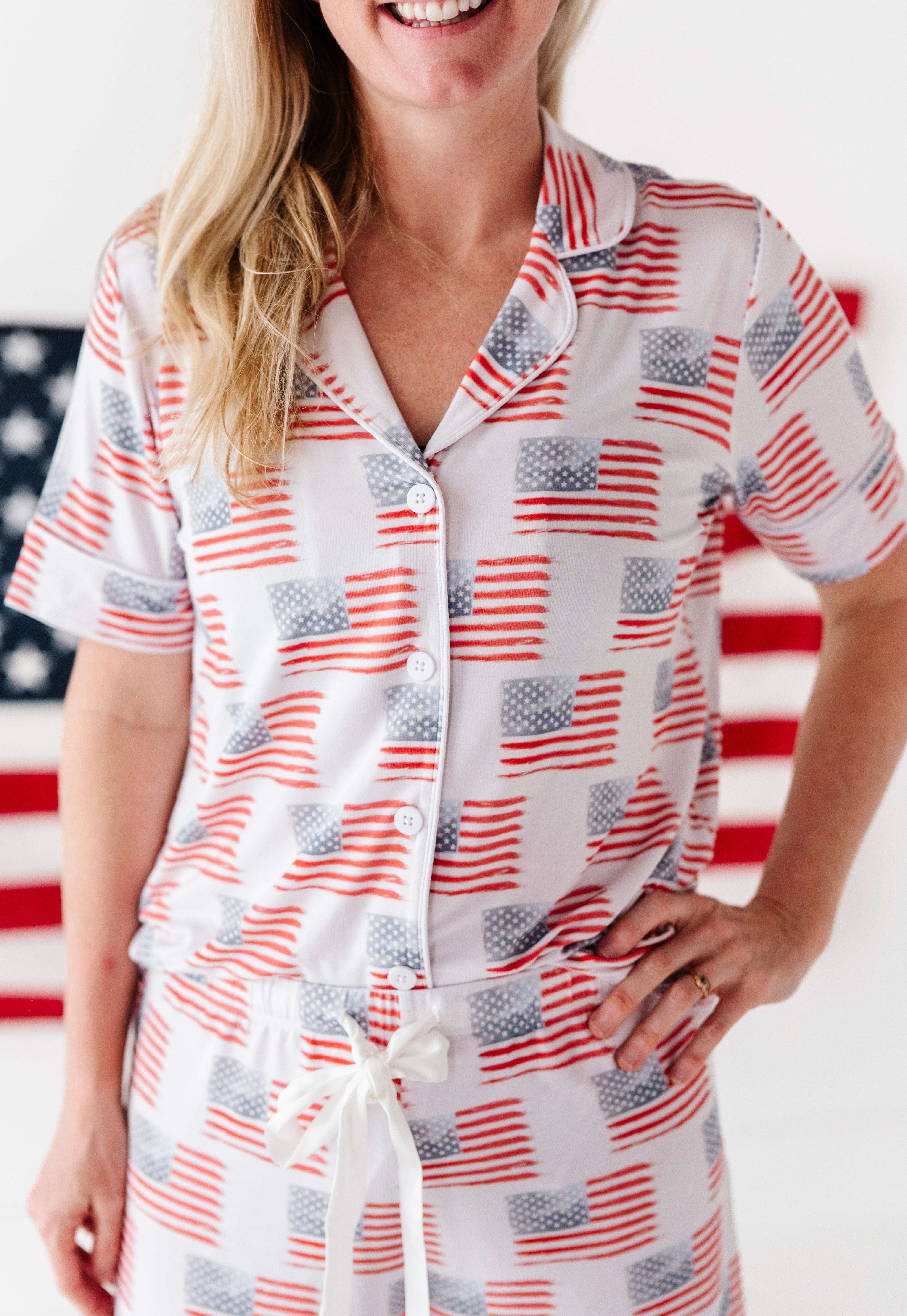 American Flag Nursing Pajamas Milk & Baby