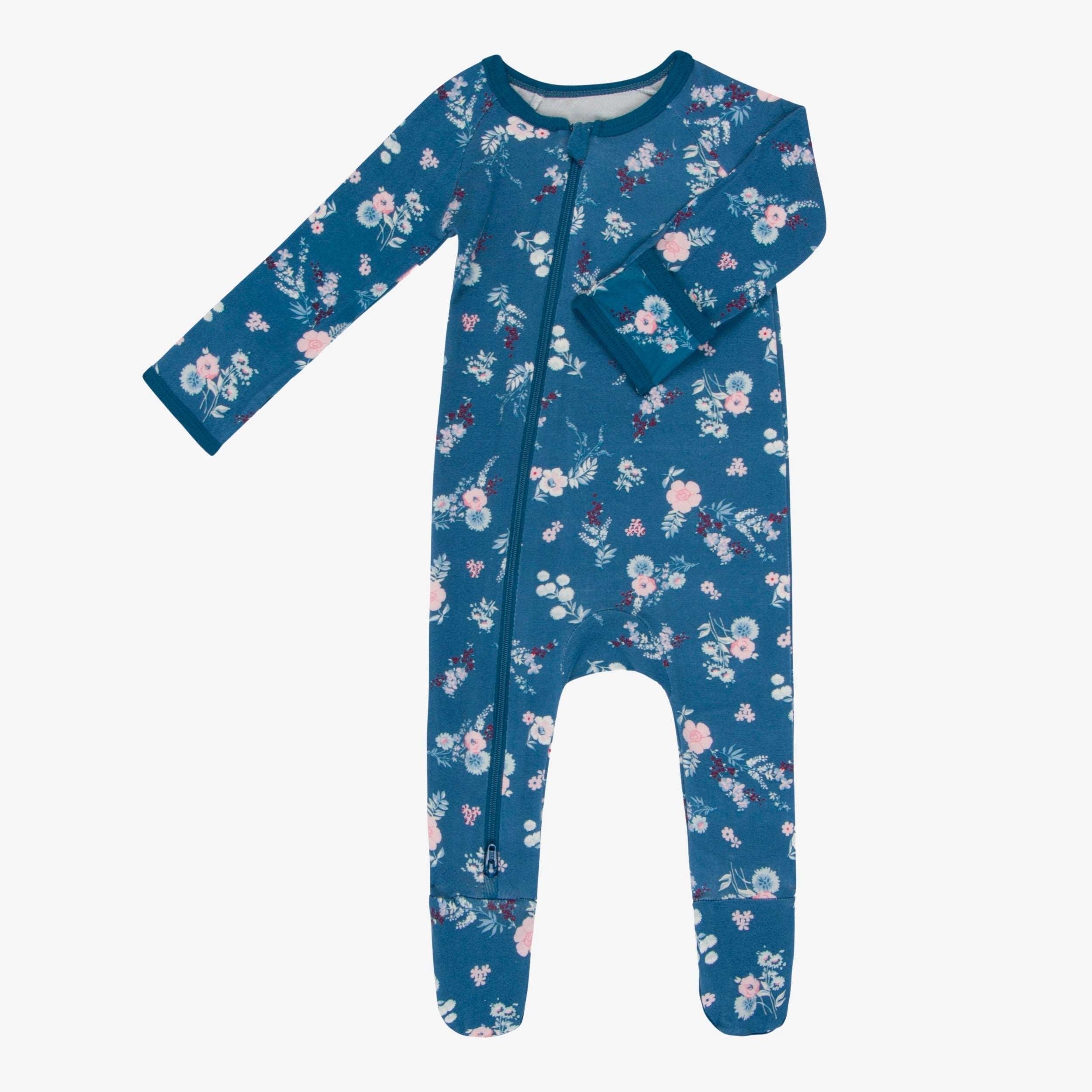 Fall Florals Navy Footie | Milk & Baby