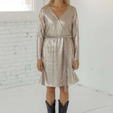 SALT Eleanor Sequin Wrap Dress Milk & Baby