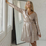 SALT Eleanor Sequin Wrap Dress Milk & Baby