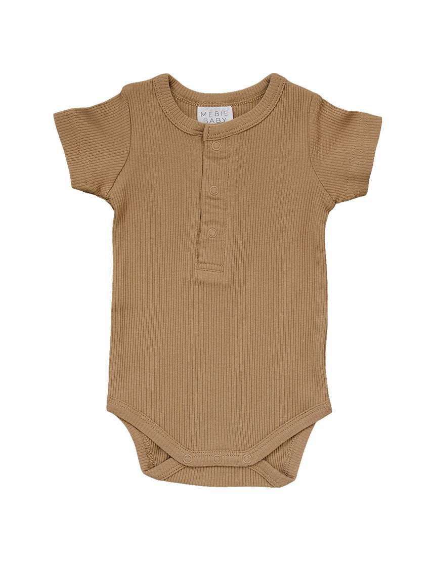 Cafe Organic Cotton Ribbed Snap Bodysuit Milk & Baby