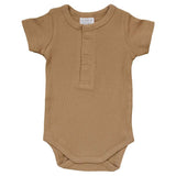 Cafe Organic Cotton Ribbed Snap Bodysuit Milk & Baby