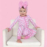 Bubblegum Wavy Checkers Dream Romper | Milk & Baby