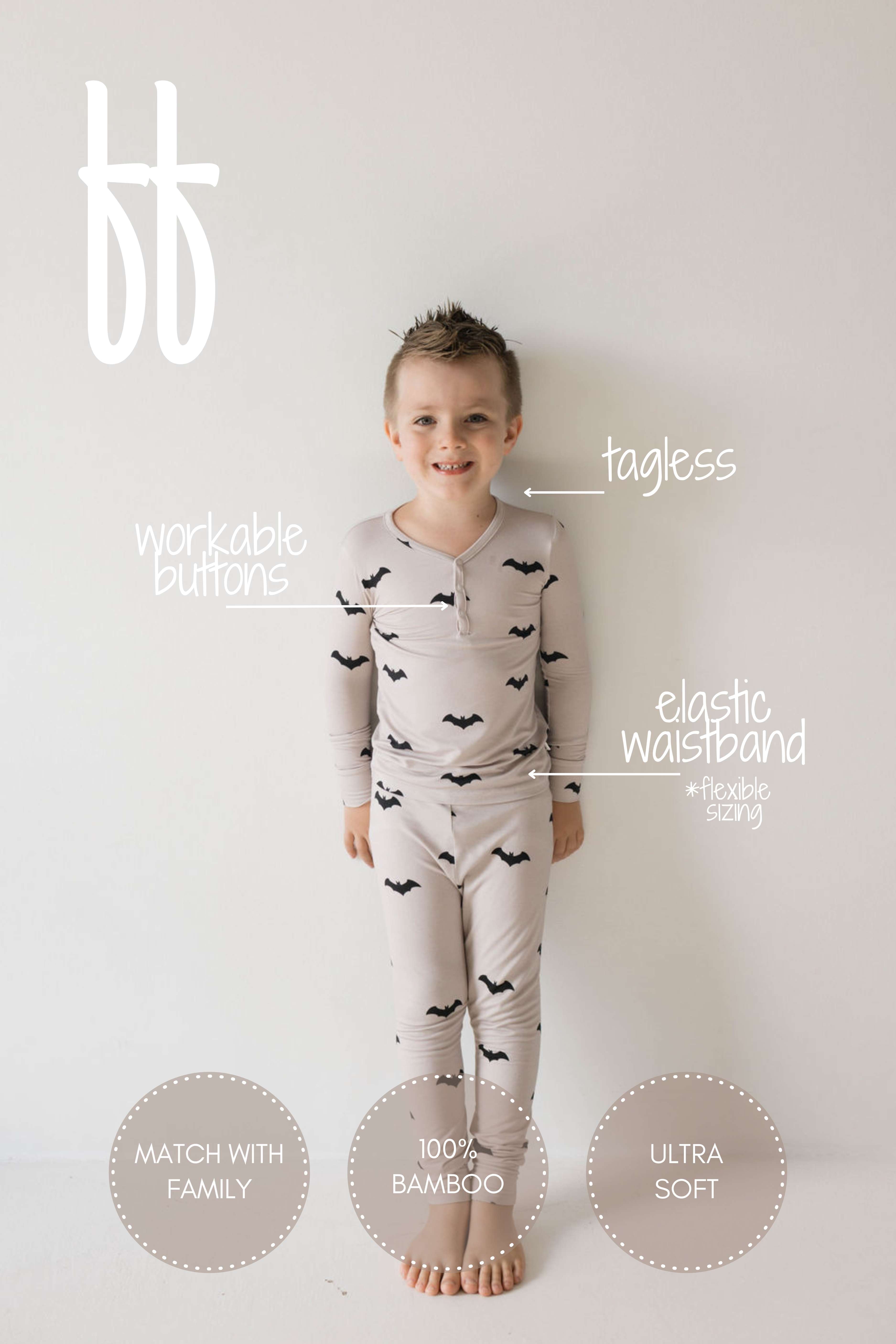 It's Bats! | Bamboo Two Piece Pajamas Milk & Baby