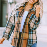 Women Plaid Buttoned Shirt Milk & Baby