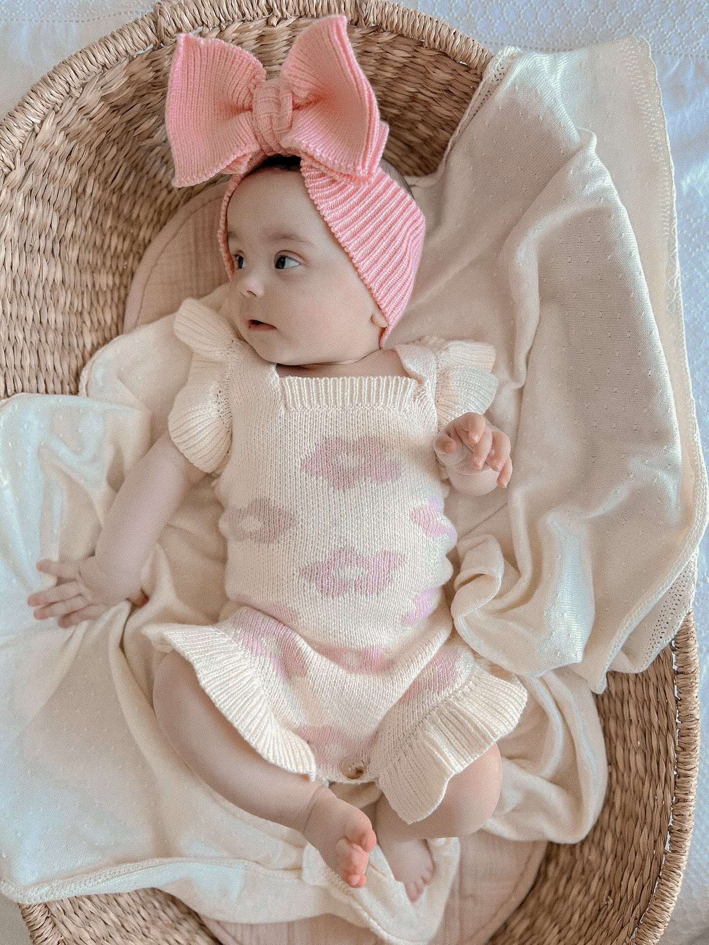 Luna + Luca Floral Frills Romper Milk & Baby