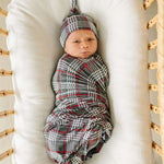 Green Plaid Bamboo Newborn Knot Hat Milk & Baby