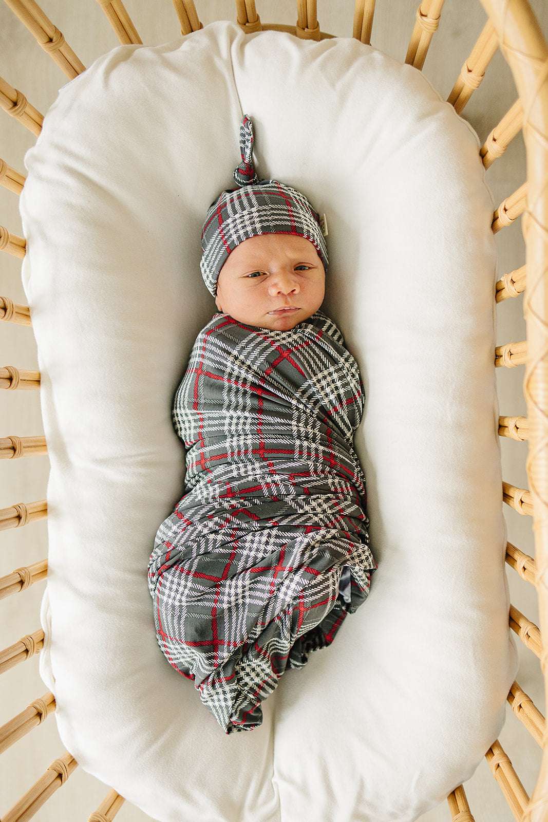 Green Plaid Bamboo Newborn Knot Hat Milk & Baby